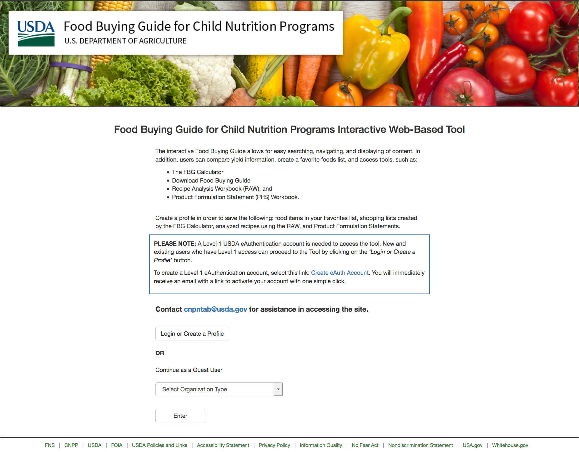 USDA Food Buying Guide My Food Program