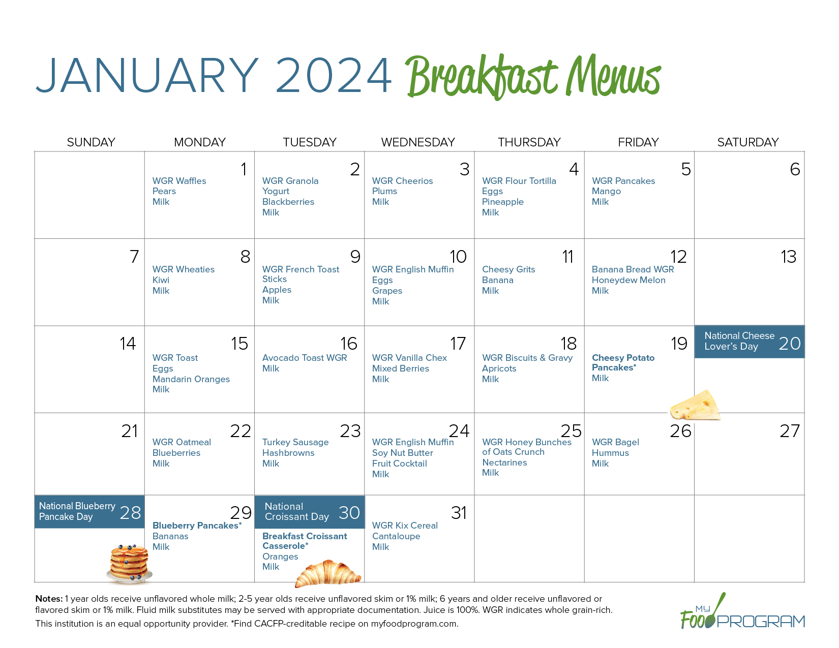 January 2024 Menus Recipes My Food Program   My Food Program 1 January Menus Breakfast 