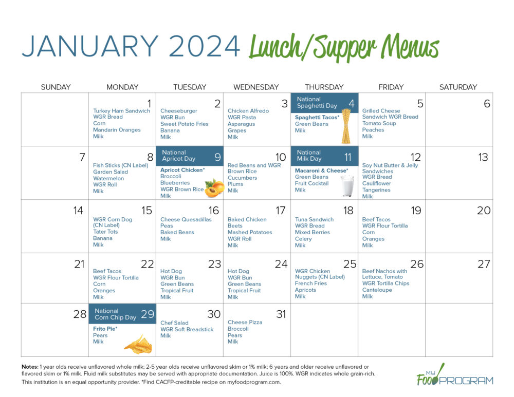 January 2024 Menus Recipes My Food Program   My Food Program 1 January Menus Lunch Supper 1000x773 