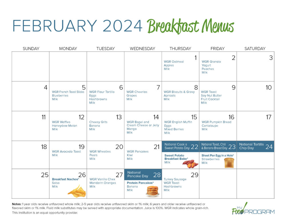 February 2024 Menus Recipes My Food Program   My Food Program 2 February Menus Breakfast 1000x773 