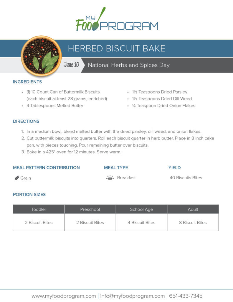 My Food Program Herbed Biscuit Bake Recipe