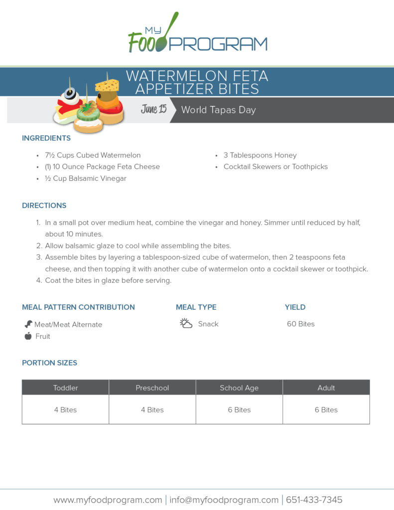 My Food Program Watermelon Feta Appetizer Bites Recipe