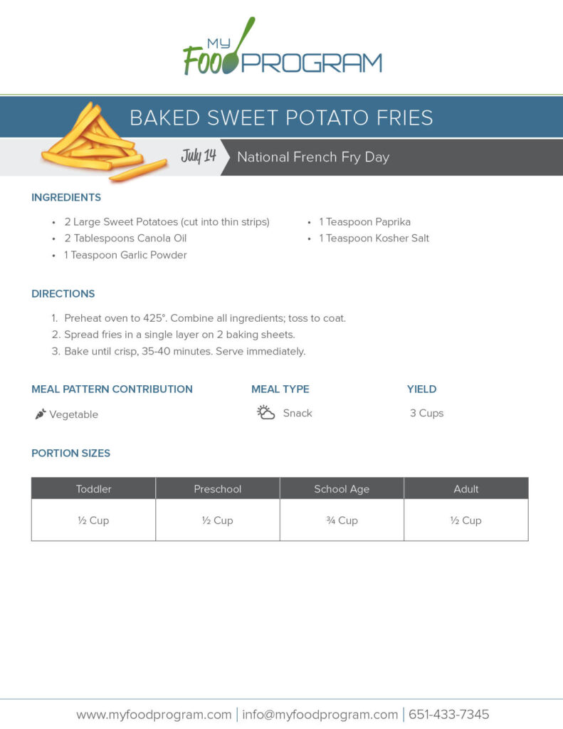 My Food Program Baked Sweet Potato Fries Recipe