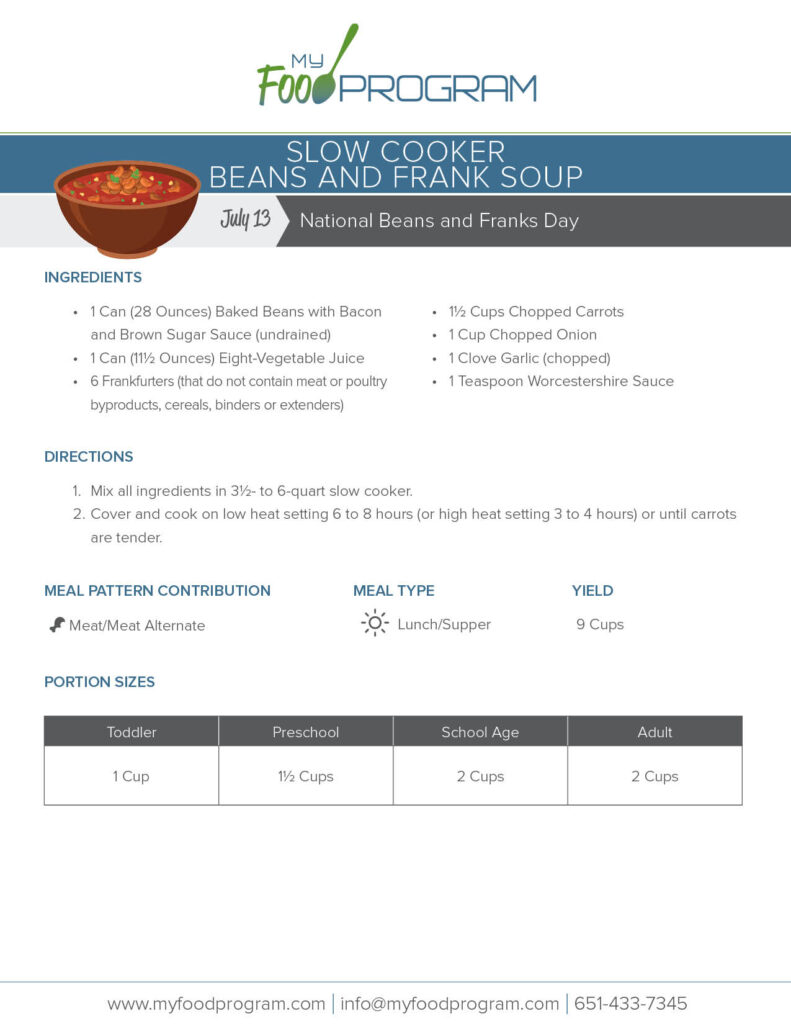 My Food Program Slow Cooker Beans and Frank Soup Recipe
