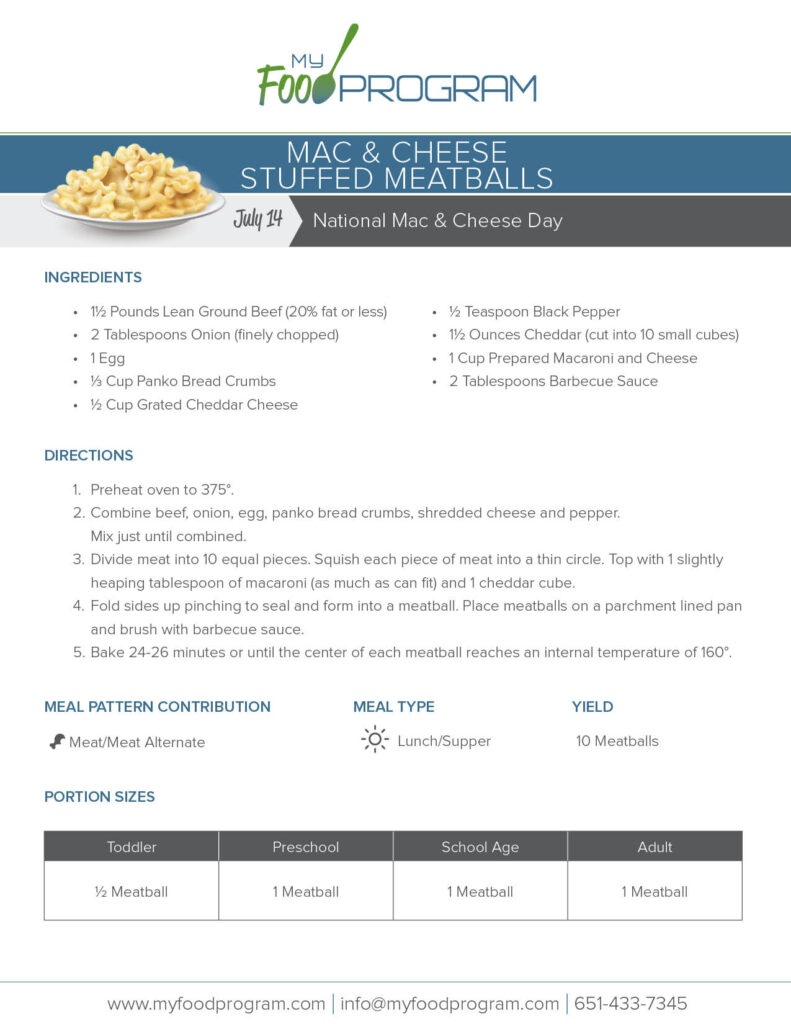 My Food Program Mac & Cheese Stuffed Meatballs Recipe