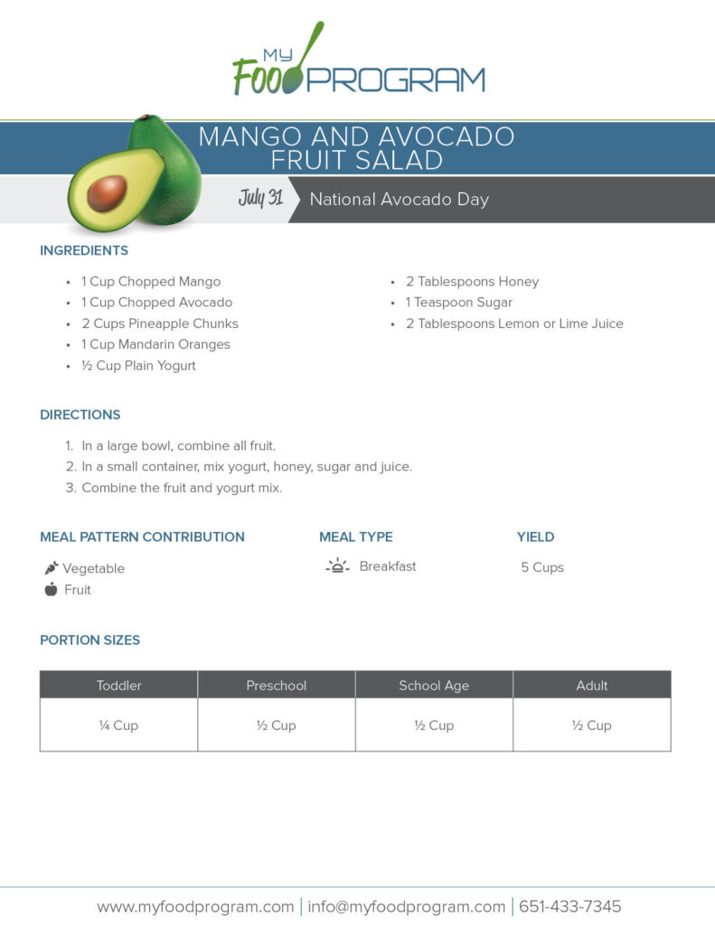 My Food Program Mango and Avocado Fruit Salad Recipe