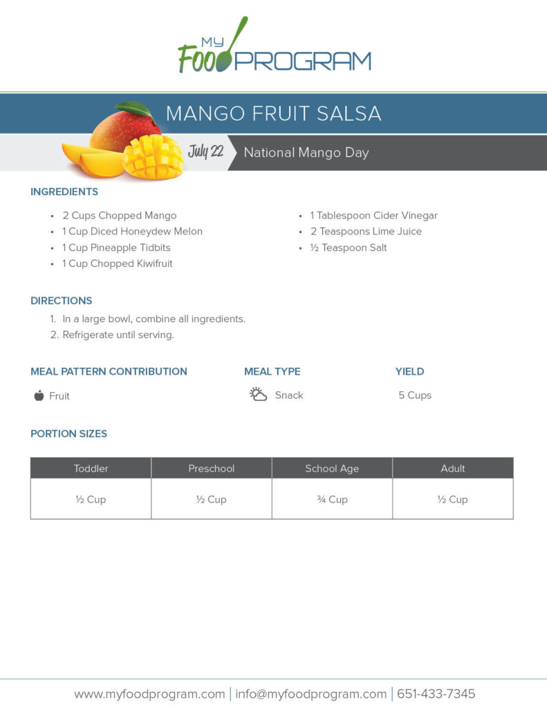 My Food Program Mango Fruit Salsa Recipe