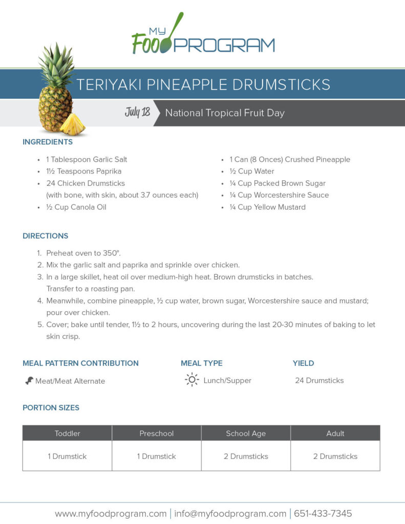 My Food Program Teriyaki Pineapple Drumsticks Recipe