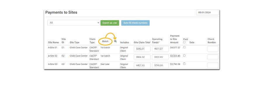 Filter Claim Payments by Batch