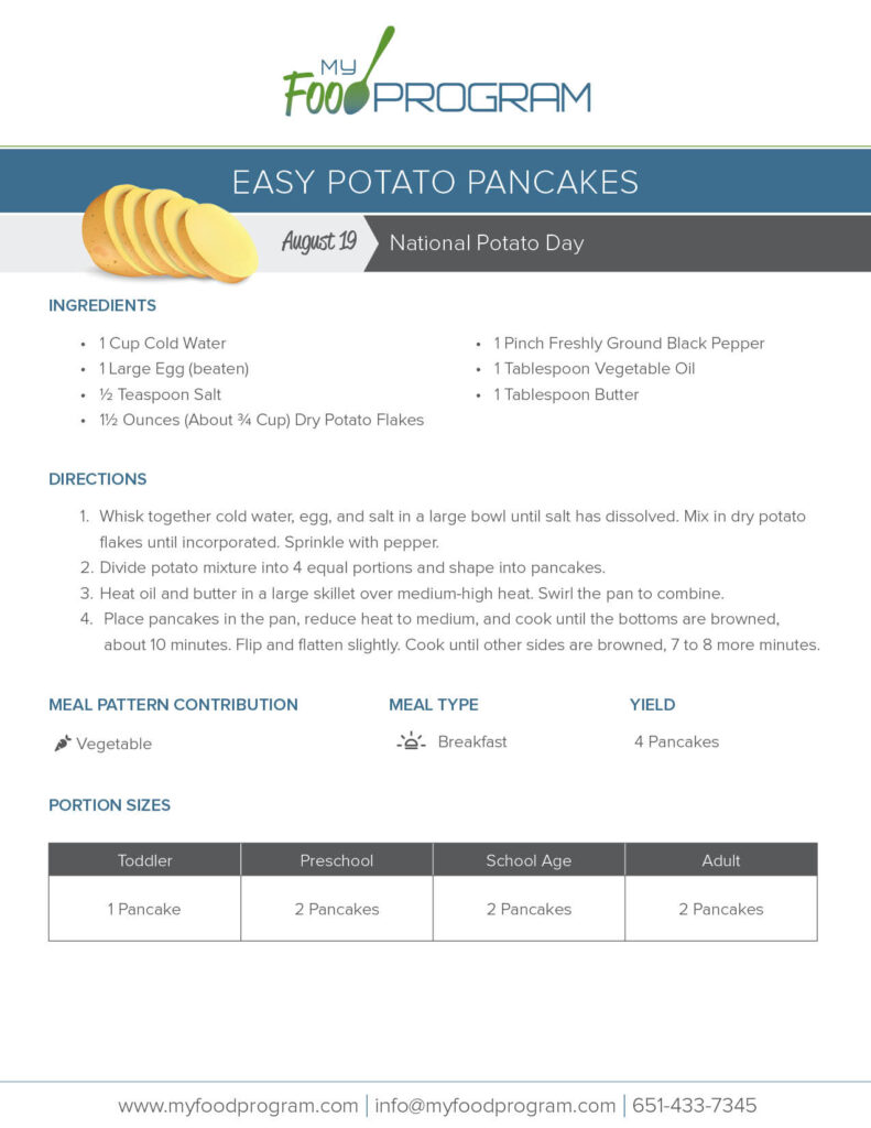 My Food Program Easy Potato Pancakes Recipe