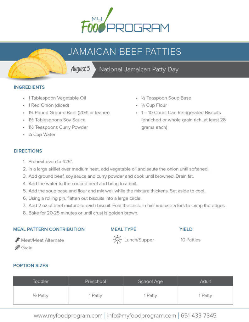 My Food Program Jamaican Beef Patties Recipe