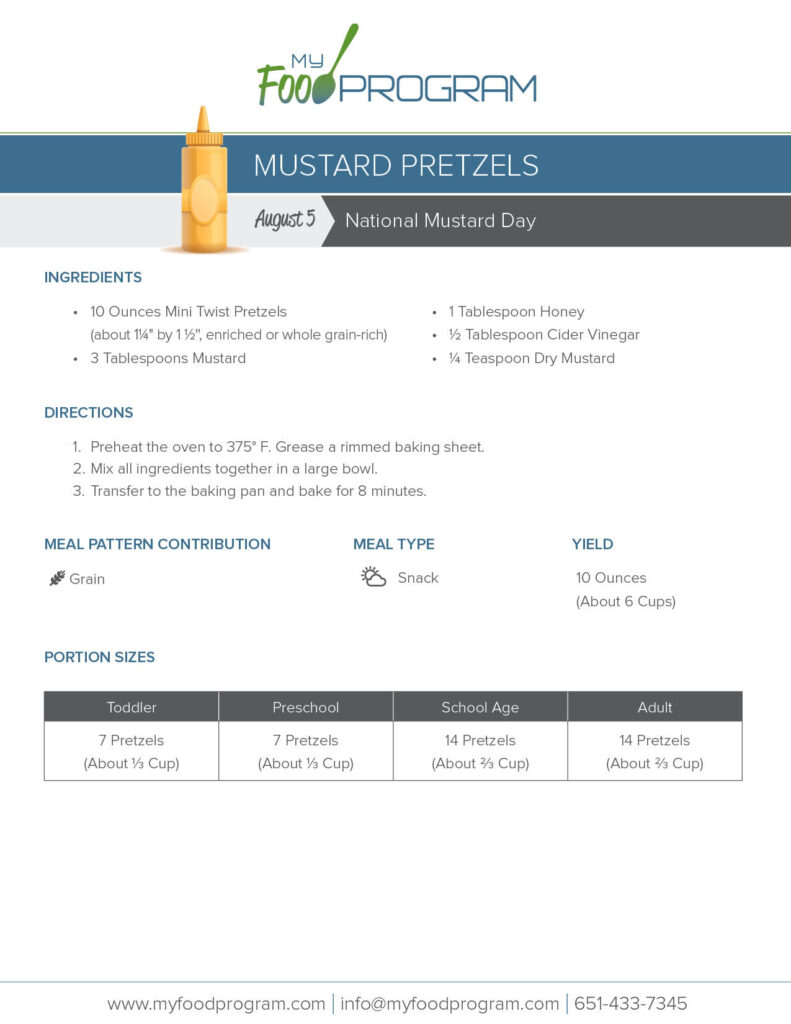 My Food Program Mustard Pretzels Recipe