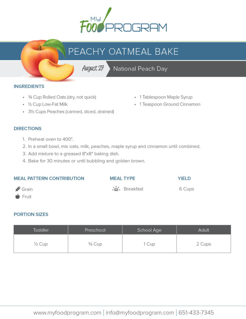 My Food Program Peachy Oatmeal Bake Recipe
