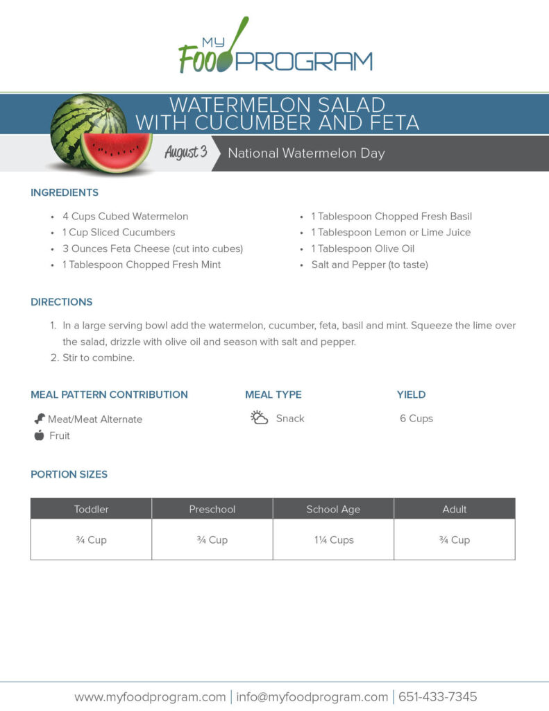 My Food Program Watermelon Salad with Cucumber and Feta Recipe
