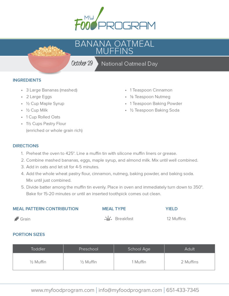 My Food Program Banana Oatmeal Muffins Recipe