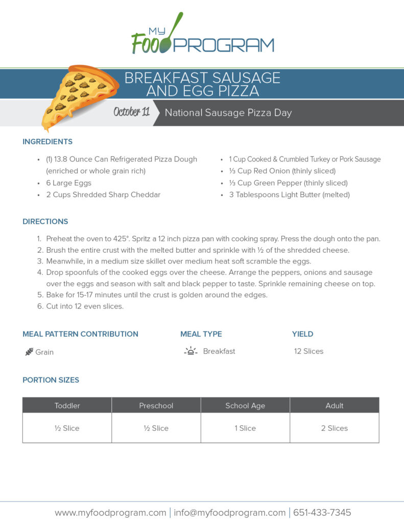 My Food Program Breakfast Sausage and Egg Pizza Recipe