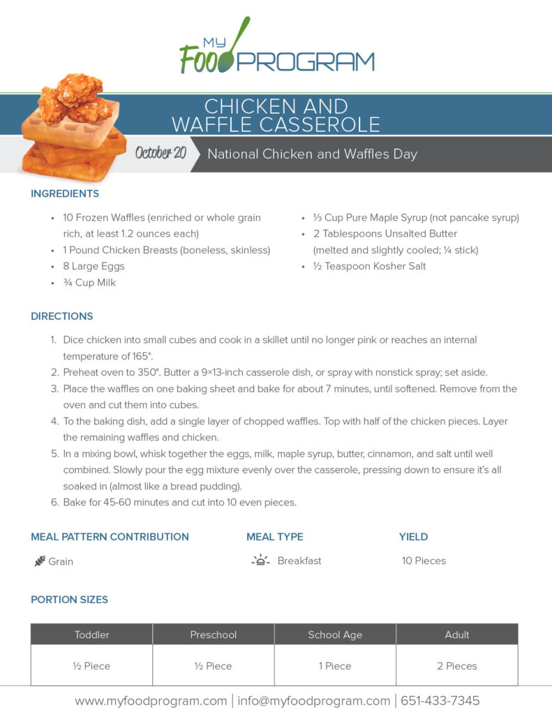 My Food Program Chicken and Waffle Casserole Recipe