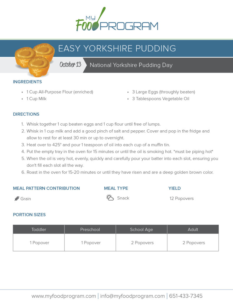 My Food Program Easy Yorkshire Pudding Recipe