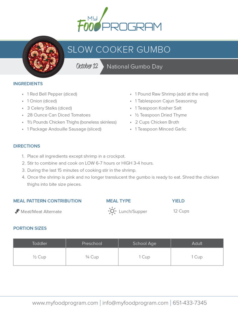 My Food Program Slow Cooker Gumbo Recipe