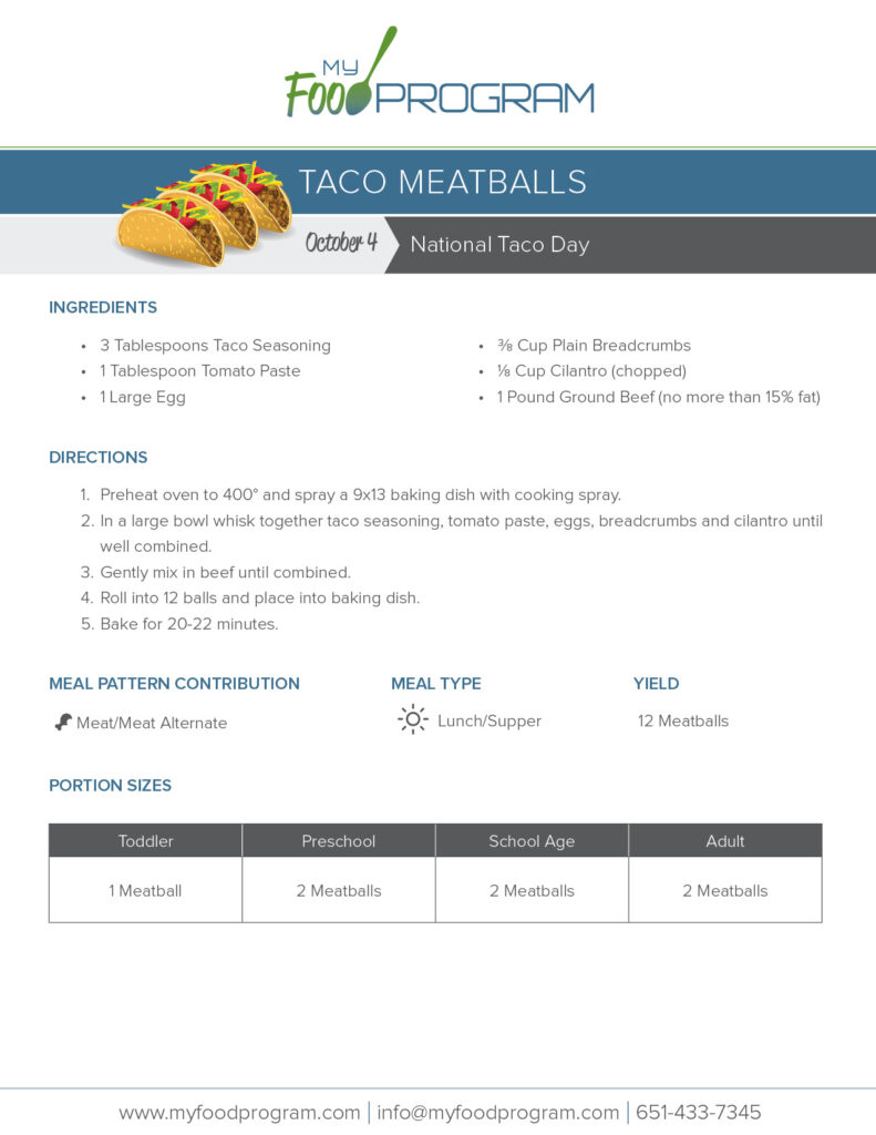 My Food Program Taco Meatballs Recipe