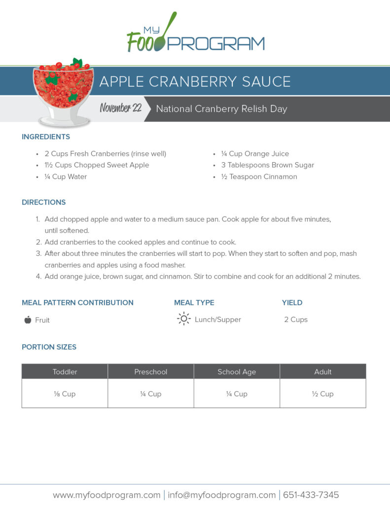 My Food Program Apple Cranberry Sauce Recipe