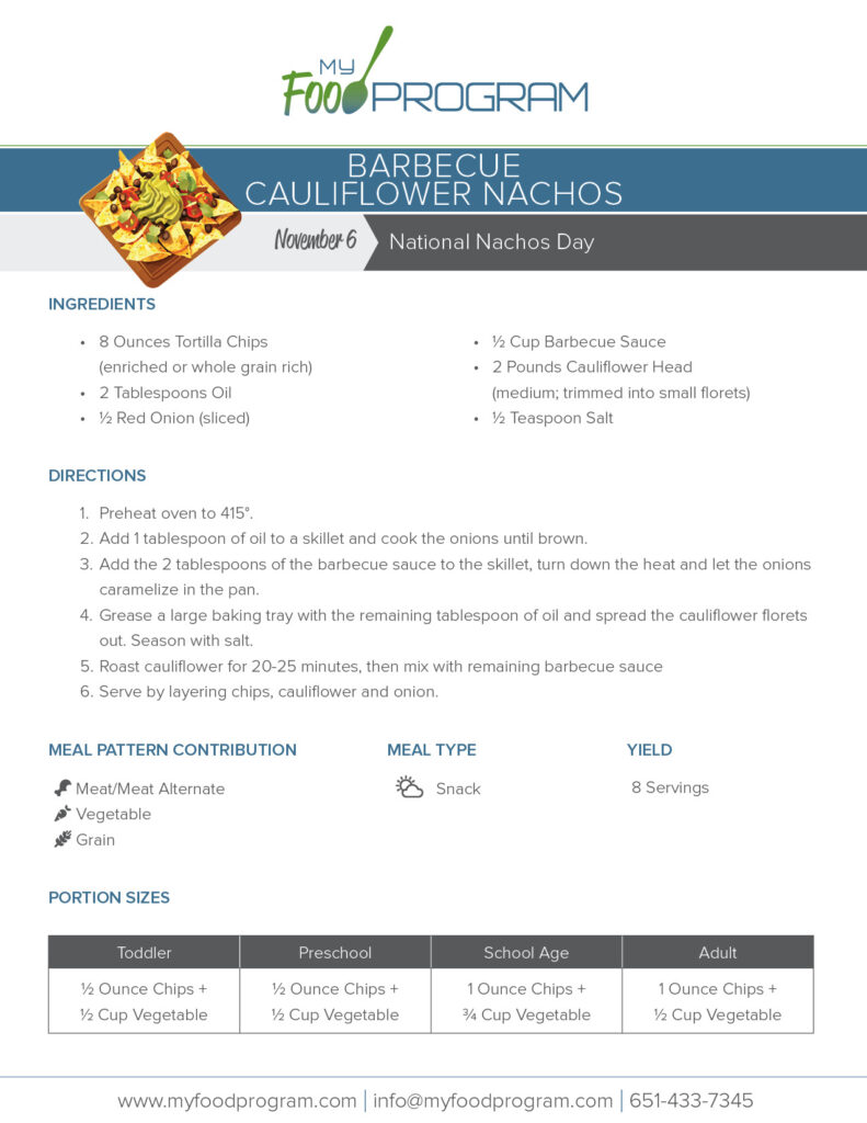 My Food Program Barbecue Cauliflower Nachos Recipe