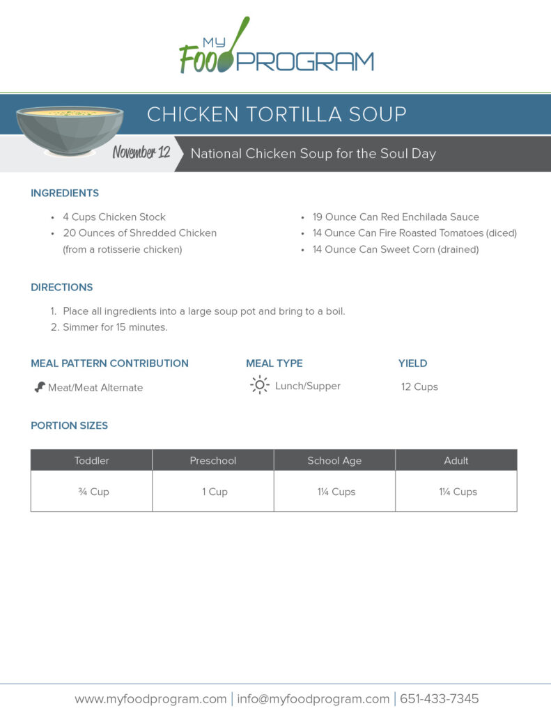 My Food Program Chicken Tortilla Soup Recipe