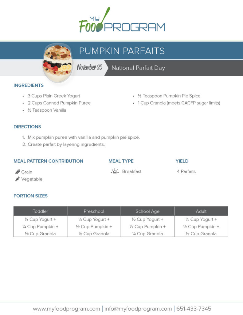 My Food Program Pumpkin Parfaits Recipe