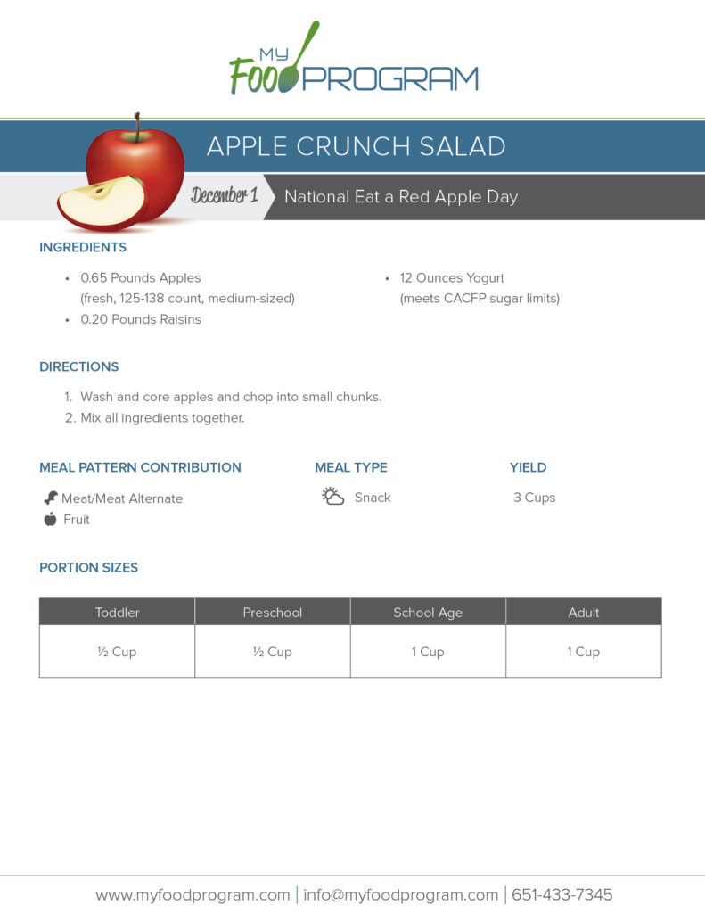 My Food Program Apple Crunch Salad Recipe