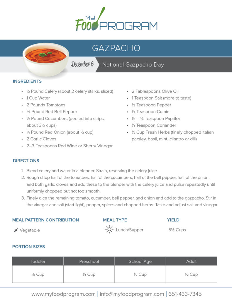 My Food Program Gazpacho Recipe