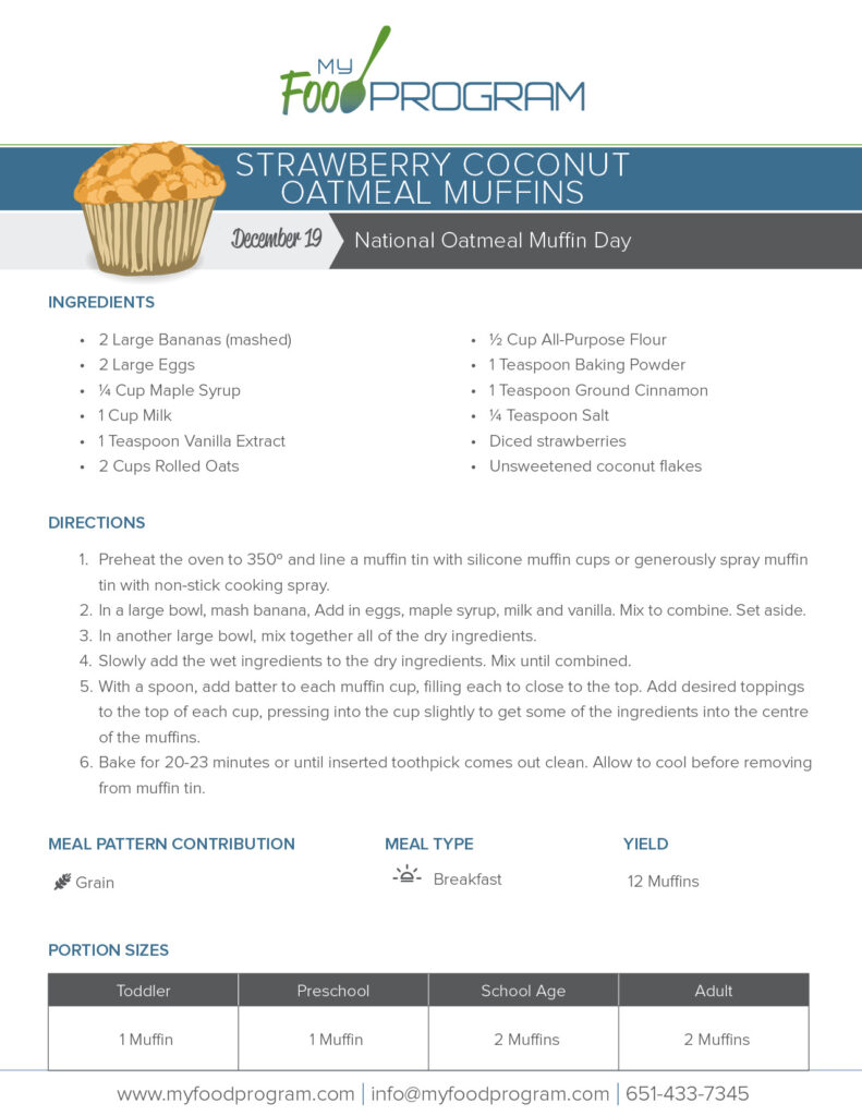 My Food Program Strawberry Coconut Oatmeal Muffins Recipe