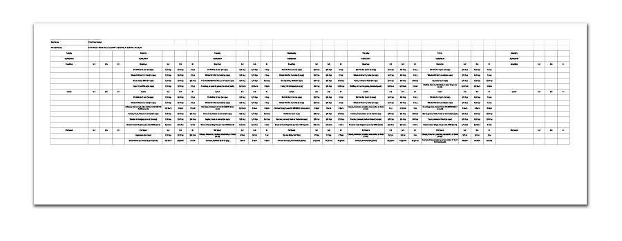 Portioned Menu Spreadsheet