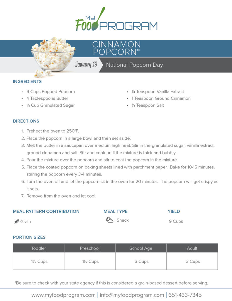 My Food Program Cinnamon Popcorn Recipe