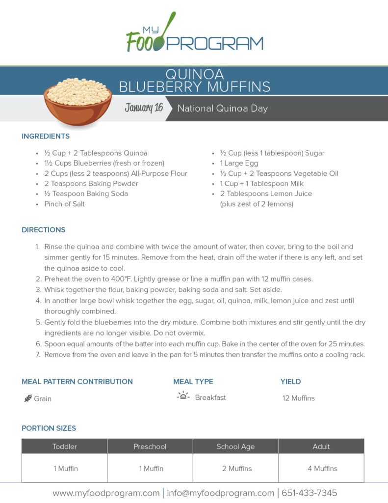 My Food Program Quinoa Blueberry Muffins Recipe