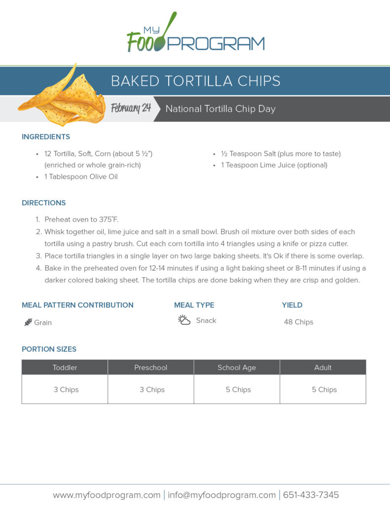 My Food Program Baked Tortilla Chips Recipe