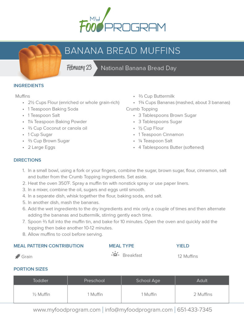 My Food Program Banana Bread Muffins Recipe