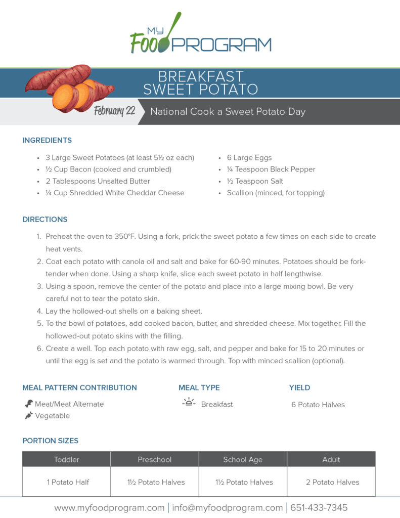 My Food Program Breakfast Sweet Potato Recipe