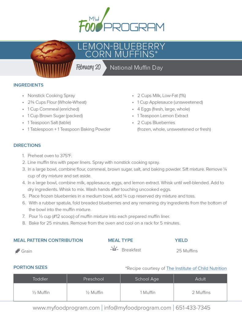 My Food Program Lemon-Blueberry Corn Muffins Recipe