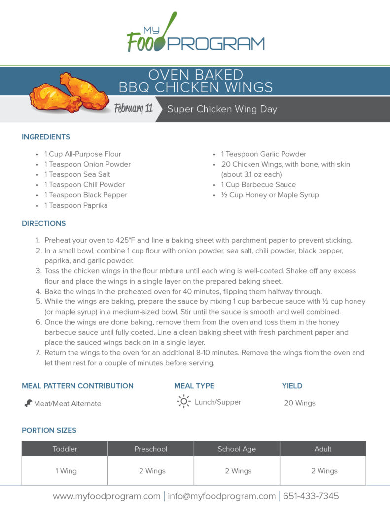 My Food Program Oven Baked BBQ Chicken Wings Recipe