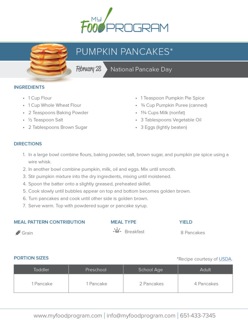 My Food Program Pumpkin Pancakes Recipe