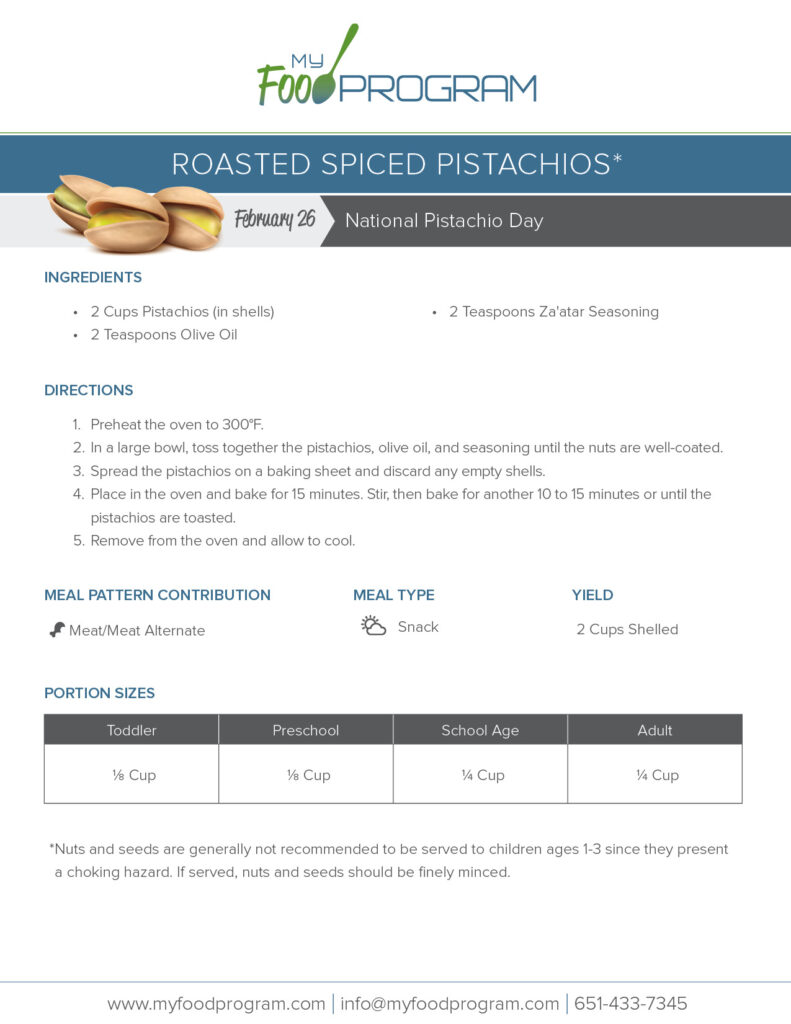 My Food Program Roasted Spiced Pistachios Recipe