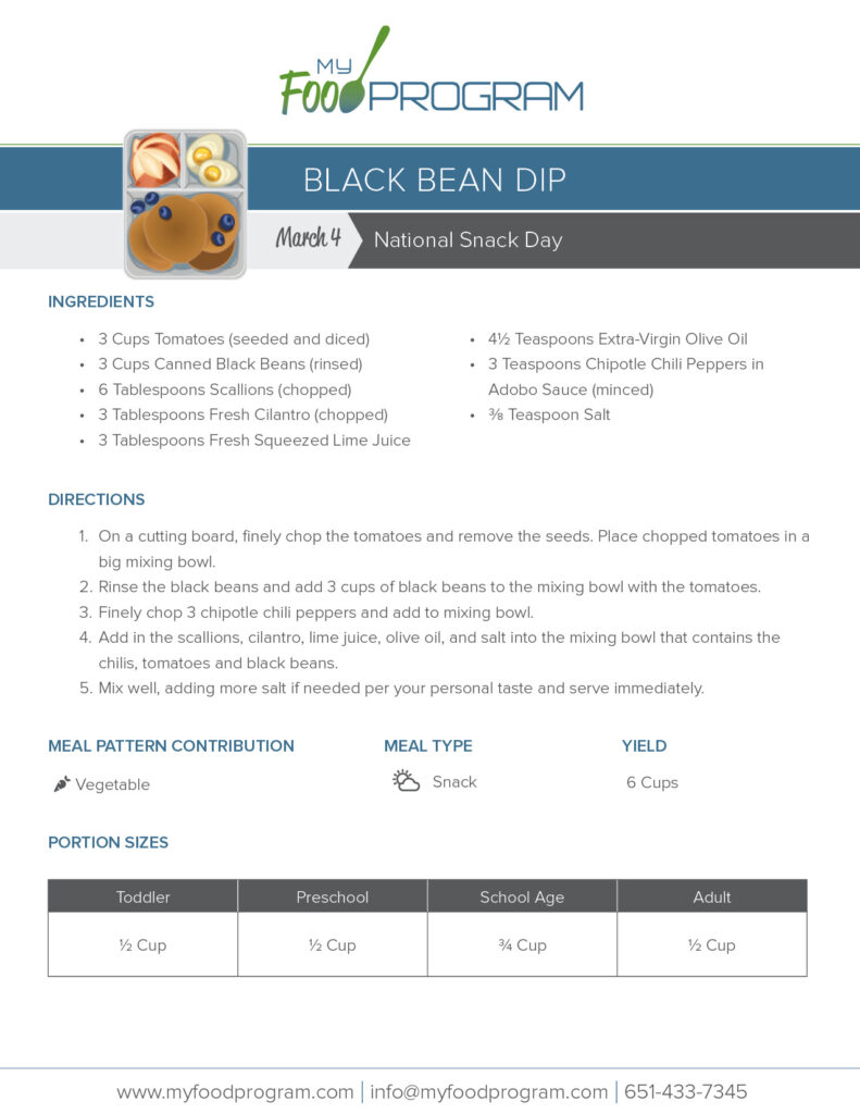 My Food Program Black Bean Dip Recipe