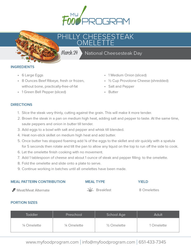 My Food Program Philly Cheesesteak Omelette Recipe