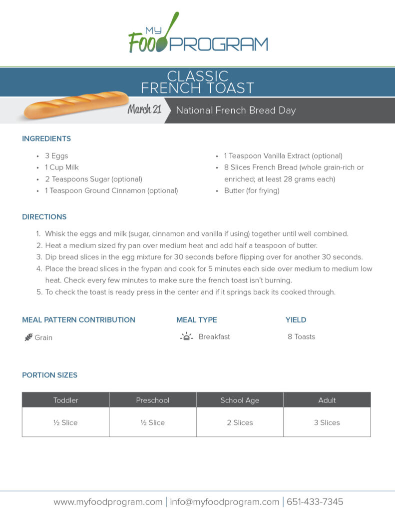 My Food Program Classic French Toast Recipe