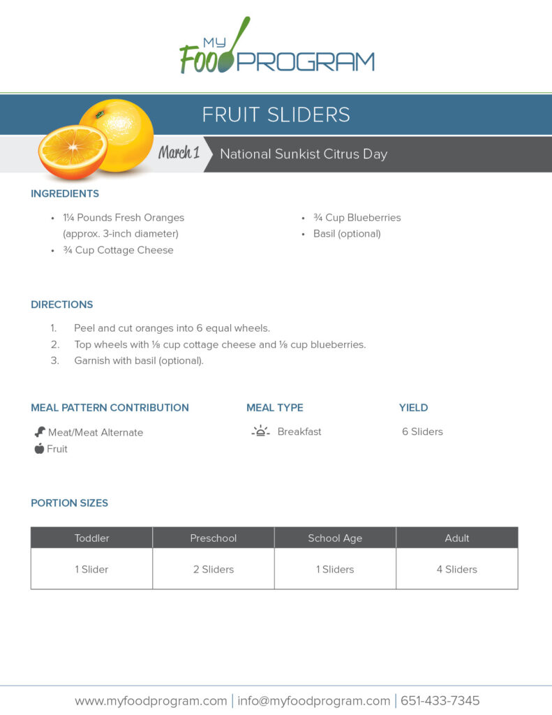 My Food Program Fruit Sliders Recipe