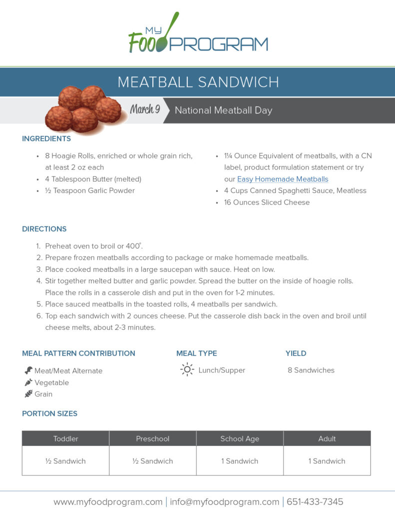 My Food Program Meatball Sandwich Recipe