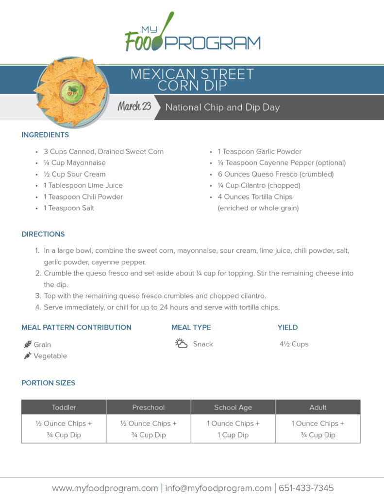 My Food Program Mexican Street Corn Dip Recipe