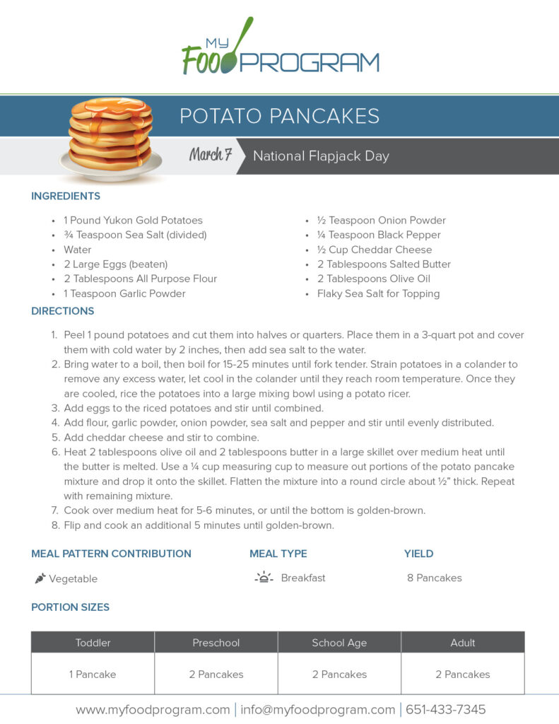 My Food Program Potato Pancakes Recipe