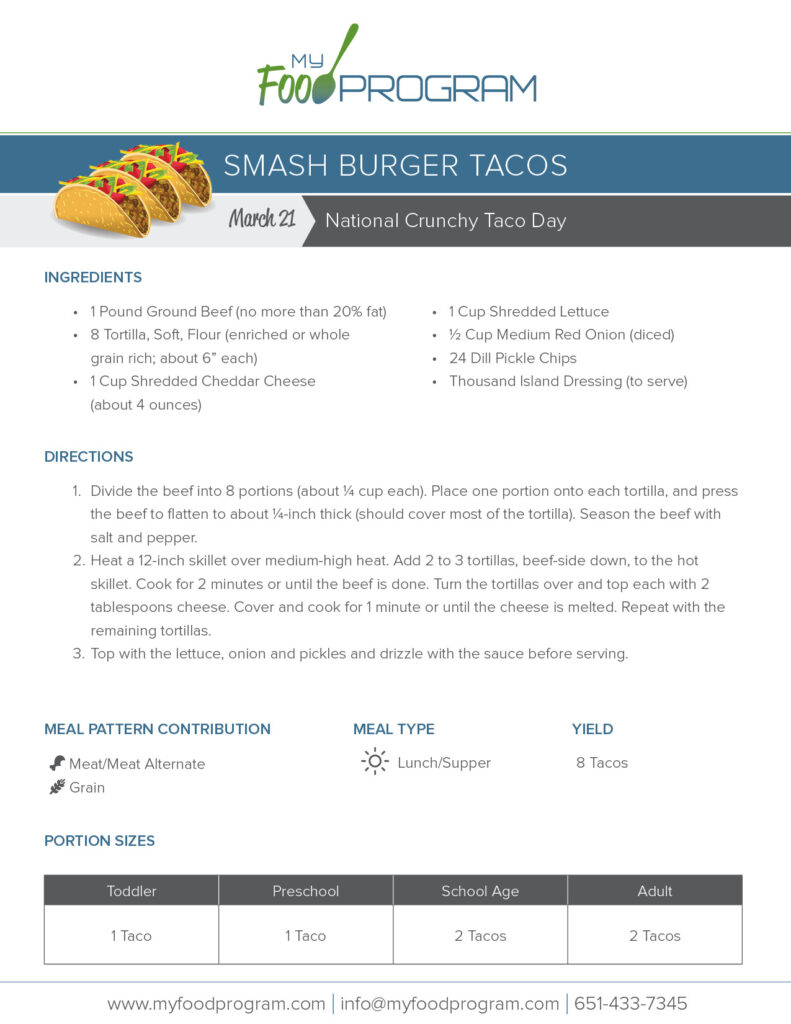 My Food Program Smash Burger Tacos Recipe