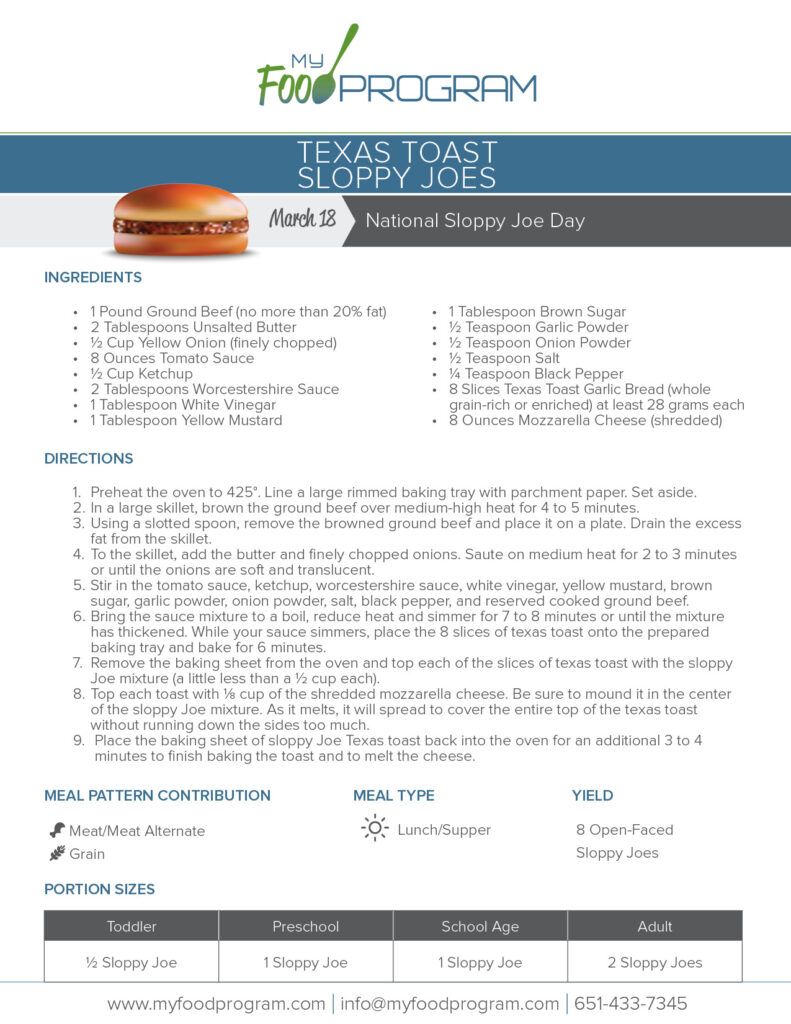 My Food Program Texas Toast Sloppy Joes Recipe